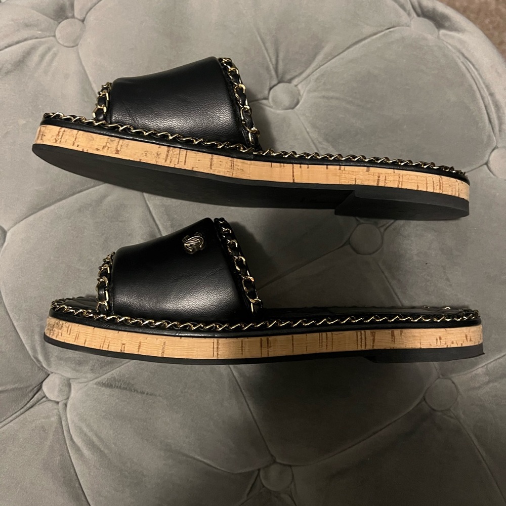 Chanel Black Slides View 3